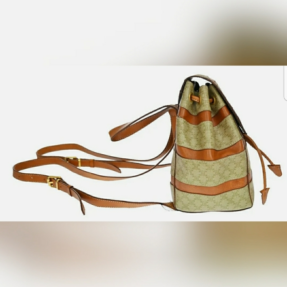 Celine Logo Macadam Pattern Mini Backpack Bag Pv - image 4